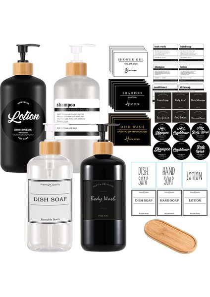 F Tarzı Duş Losyonu Etiketleri ile Boston Sabun Şişesi Büyük Kapasiteli Banyo Şampuanı Vücut Yıkama Saklama Şişesi 500 ml (Yurt Dışından) fiyatları
