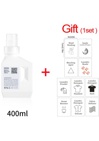 B-BEYAZ400ML Tarzı Banyo Çamaşır Şişesi Hediye Etiketleri ile Deterjan Yumuşatıcı Ağartma Maddesi Saklama Kutusu L Büyük Kapasiteli Boş Şişeler (Yurt Dışından)