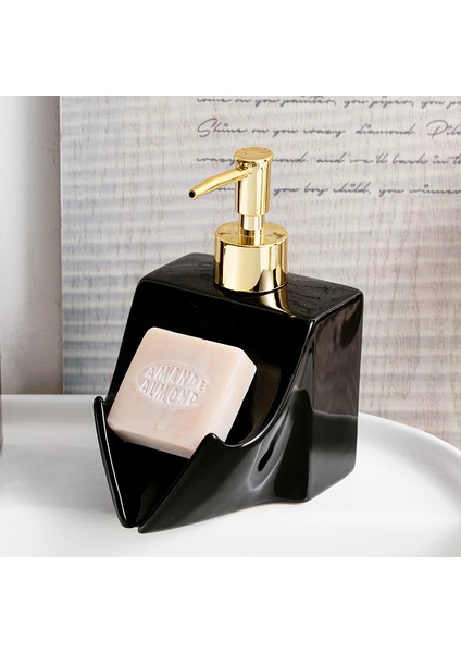 Siyah Stil Seramik El Temizleyici Şişe Sabun Kutusu Banyo Masaüstü Depolama Aksesuarları Sabun Dağıtım Şişeleri Çift Amaçlı Şampuan (Yurt Dışından)