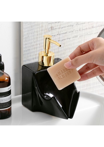 Siyah Stil Seramik El Temizleyici Şişe Sabun Kutusu Banyo Masaüstü Depolama Aksesuarları Sabun Dağıtım Şişeleri Çift Amaçlı Şampuan (Yurt Dışından) fırsatları