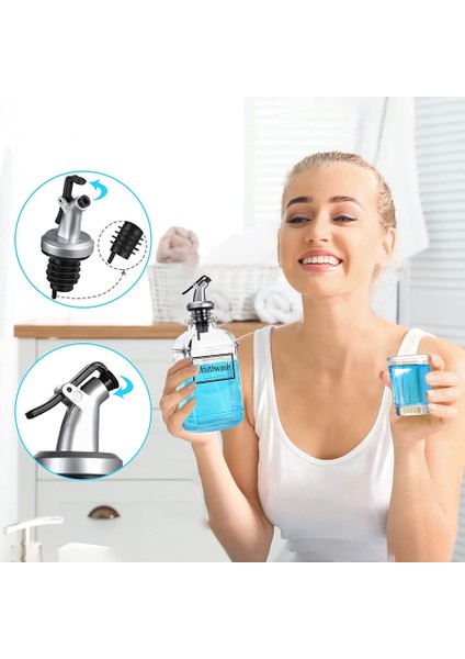 Huni Stili Banyo Gargara Dispenseri Şeffaf Cam Doldurulabilir Ağız Yıkama Nefes Spreyi Depolama Şişesi ile Dekantör Şişe Ağzı Shot Cam Huni (Yurt Dışından) modelleri