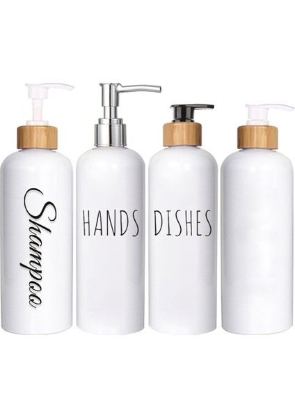 J Tarzı Beyaz Bulaşık Sabunu Pompalı Şişe Mutfak Için Doldurulabilir Banyo Şampuanı Duş Kremi Alt Şişeleme Kalıcı Etiketler Ahşap Tepsi (Yurt Dışından) fiyatları