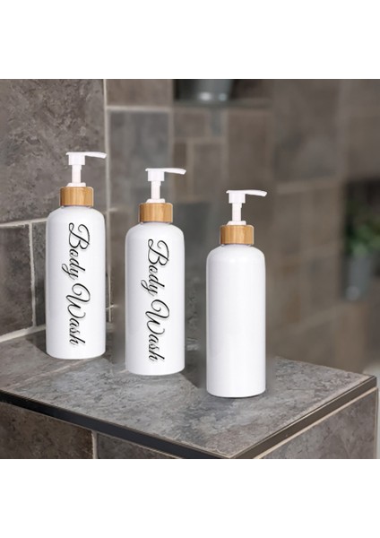 J Tarzı Beyaz Bulaşık Sabunu Pompalı Şişe Mutfak Için Doldurulabilir Banyo Şampuanı Duş Kremi Alt Şişeleme Kalıcı Etiketler Ahşap Tepsi (Yurt Dışından) modelleri