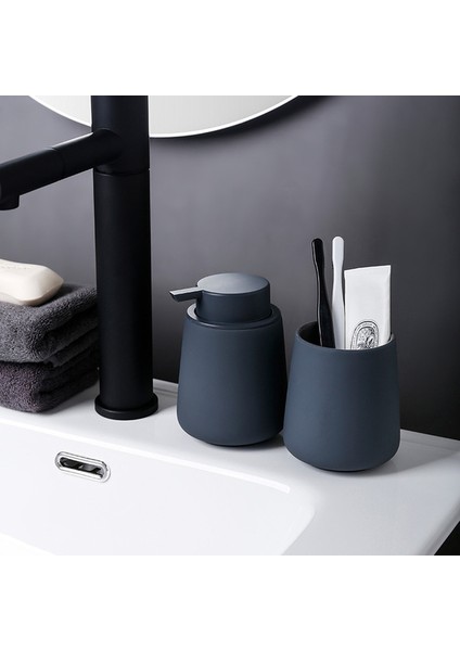 Gri Tarzı Seramik Sabunluk Seti Şişe Kondenser Eller Için Dağıtıcı Sabun Seti Sıvı Sabunluklar Gargara Fincan Seti Banyo Için (Yurt Dışından) modelleri