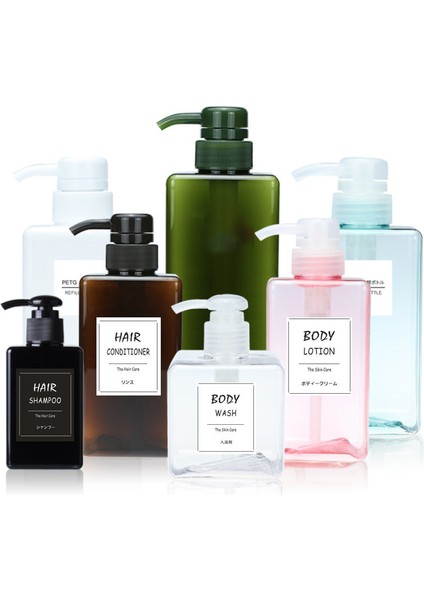 Yeşil Stil 450ML Saç Dağıtıcı Şişesi Losyon Şişesi Saç Kremi Yıkama Sabunu Banyo Seyahat Losyonu Doldurulabilir Şişe Basın Şişe Vücut Basın (Yurt Dışından)