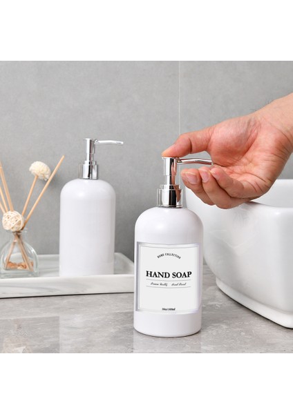 B Şişesi Tarzı Beyaz Sabunluk Şişe El ve Yemekleri Sabunluk Mutfak Lavabo Banyo Duş Losyon Dispenseri Gümüş Etiketli (Yurt Dışından) fırsatları