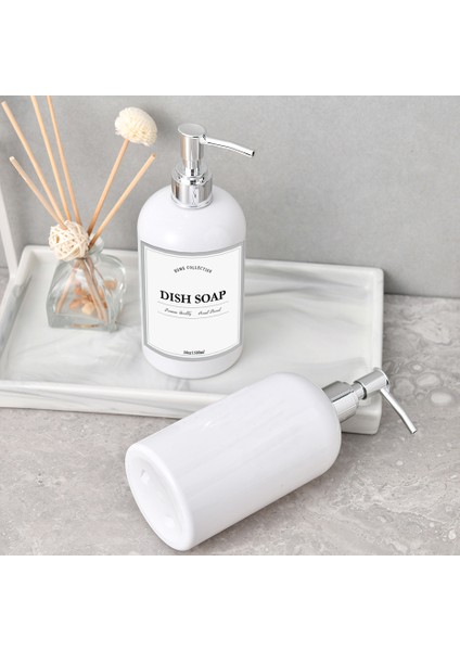 B Şişesi Tarzı Beyaz Sabunluk Şişe El ve Yemekleri Sabunluk Mutfak Lavabo Banyo Duş Losyon Dispenseri Gümüş Etiketli (Yurt Dışından) indirimleri