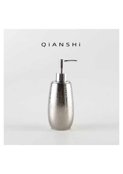 No.7 Tarzı Gümüş Seramik Losyon Şişesi El Dezenfektanı Şişeleri Sabunluk Şampuan Şişeleri Duş Jeli Şişe Banyo Malzemeleri (Yurt Dışından)