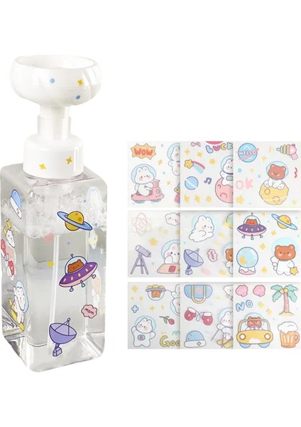 Şeffaf Stil 650ML Sevimli Karikatür Çiçek Köpük Şişe Taşınabilir Sabunluk Köpüklü Temizleyici Yüz Yıkama Için Günlük Yüz Temizleme Aracı Zarif (Yurt Dışından)
