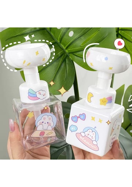 Şeffaf Stil 650ML Sevimli Karikatür Çiçek Köpük Şişe Taşınabilir Sabunluk Köpüklü Temizleyici Yüz Yıkama Için Günlük Yüz Temizleme Aracı Zarif (Yurt Dışından) fiyatları
