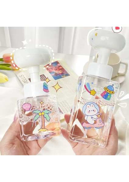 Şeffaf Stil 650ML Sevimli Karikatür Çiçek Köpük Şişe Taşınabilir Sabunluk Köpüklü Temizleyici Yüz Yıkama Için Günlük Yüz Temizleme Aracı Zarif (Yurt Dışından) modelleri