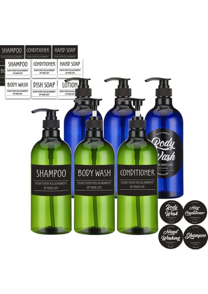 Yeşil Tarzı L Sabunluk Şampuan Kremi Vücut Yıkama Şişeleri Doldurulabilir Losyon Pres Şişesi Banyo Depolama Şişesi (Yurt Dışından) indirimleri