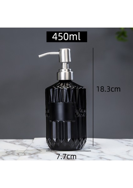 Siyah Stil 450ML Cam Losyon Şişesi Paslanmaz Çelik Sabunluk Şişe Manuel Pres Duş Şampuan Konteyner Şişeleri Banyo Mutfak Için (Yurt Dışından)