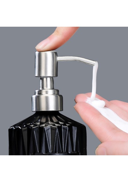 Siyah Stil 450ML Cam Losyon Şişesi Paslanmaz Çelik Sabunluk Şişe Manuel Pres Duş Şampuan Konteyner Şişeleri Banyo Mutfak Için (Yurt Dışından) indirimleri