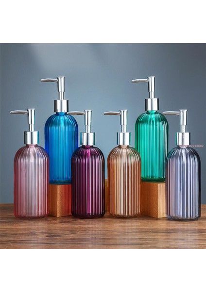 Pembe Tarzı 400 ml Yüksek Li Büyük 400 ml Manuel Sabunluk Şeffaf Cam El Dezenfektanı Şişe Kapları Basın Boş Şişeler Banyo (Yurt Dışından) modelleri