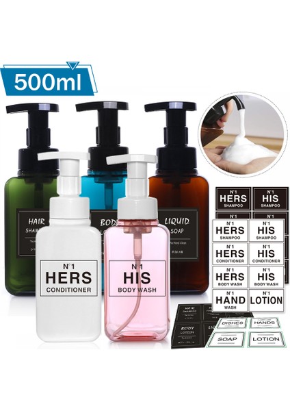 Çikolata Tarzı 500 ml Köpük Sabunluk El Sabunu Bulaşık Sabunu Doldurulabilir Şişe Şampuan Duş Jeli Vücut Yıkama Seyahat Depolama Şişesi (Yurt Dışından)