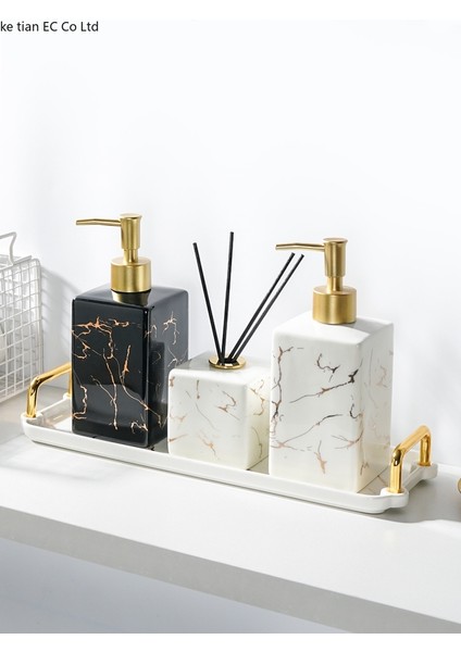 C Tarzı Hafif Lüks Mermer Seramik Manuel Sabunluk Losyon Şampuan Şişesi Aromaterapi Şişesi Banyo Dekorasyon Aksesuarları (Yurt Dışından) fiyatları