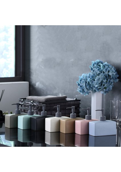 Mavi Stil 500ML Basit Dikdörtgen Seramik Taşınabilir Sabunluk Şampuan Şişesi El Temizleyici Kavanoz Banyo Aksesuarları 500 ml Losyon Şişesi Wf (Yurt Dışından) fırsatları