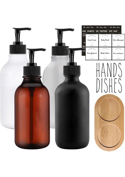 Beyaz Stil 500 ml Sabunluk Banyo Şişe Tepsisi Doldurulabilir Şampuan Duş Jeli Kabı Boş Şişe ve Etiketler (Yurt Dışından)
