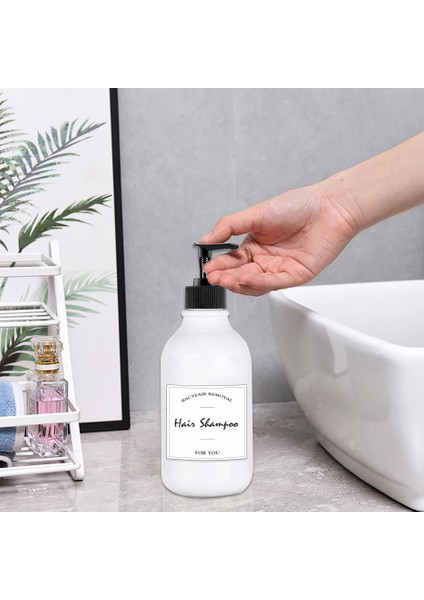 Beyaz Stil 500 ml Sabunluk Banyo Şişe Tepsisi Doldurulabilir Şampuan Duş Jeli Kabı Boş Şişe ve Etiketler (Yurt Dışından)