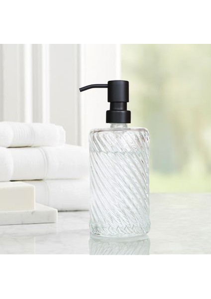 D Tarzı Cam Losyon Şişesi Siyah Paslanmaz Çelik Sıkıştırma Pompası Sabun Şişesi Temizle Basın Banyo Sabunu Banyo Aksesuarları Dağıtıcı (Yurt Dışından) indirimleri