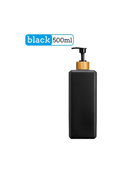Siyah Stil Mutfak Bulaşık Sabunu Dispenseri Kare Bambu Pompa El Sabunu Şişesi Doldurulabilir Banyo Depolama Banyo Dağıtıcı Şişe 500 ml (Yurt Dışından)