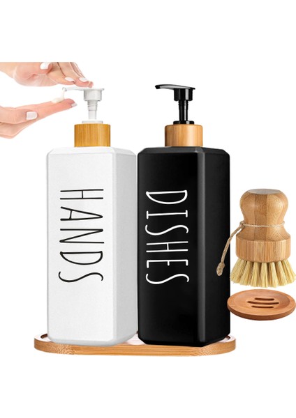 Siyah Stil Mutfak Bulaşık Sabunu Dispenseri Kare Bambu Pompa El Sabunu Şişesi Doldurulabilir Banyo Depolama Banyo Dağıtıcı Şişe 500 ml (Yurt Dışından) fiyatları