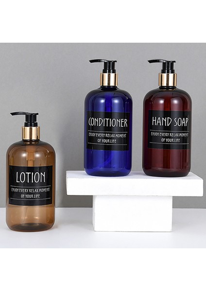 Bir Stil 500 ml Banyo Şampuanı Duş Şişeleri Doldurulabilir Sıvı Sabunluk Basın Dağıtıcı Ayrı Etiket Çıkartmaları ile (Yurt Dışından) modelleri
