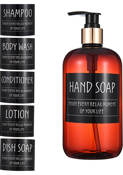 Kahverengi Tarzı Losyon 500 ml Sıvı Sabunluk Banyo Vücut Sabunu Şampuan Kremi Duş Jeli Losyon Doldurulabilir Pompa Şişeleri Etiketli (Yurt Dışından)