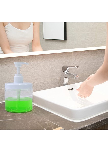 Beyaz Stil 500 ml Şeffaf Şişe Sıvı Konteyner Sabunluk Şampuan Losyon Duş Jeli Köpük Pompa Şişeleri Geniş Ağız El Yıkama Şişesi (Yurt Dışından) fırsatları