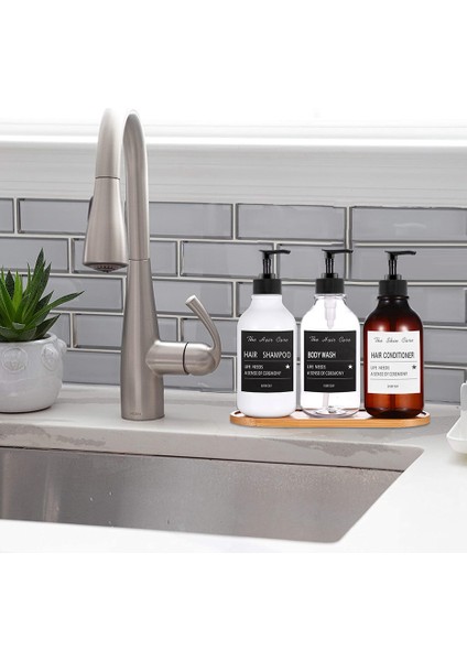 Kahverengi Tarzı 500 ml Sabunluk Banyo Şişe Tepsisi Doldurulabilir Şampuan Duş Jeli Kabı Boş Şişe ve Etiketler (Yurt Dışından) fırsatları