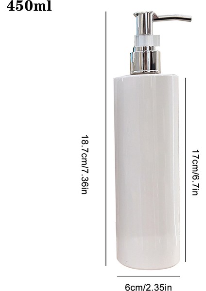 Beyaz Stil Doldurulabilir Şampuan Kremi Punp Şişe Banyo Boş Plastik Yeniden Kullanılabilir Kaplar Duş Mutfak Sabunluk 450 ml (Yurt Dışından)