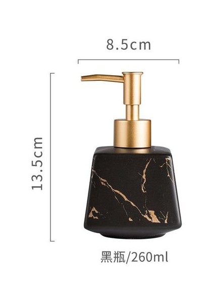 Siyah Stil Seramik Ebru Losyon Şişesi Banyo Aksesuarları El Yıkama Sıvısı Sabunluk Şişe Basın Sıvı Sabun Kabı (Yurt Dışından)