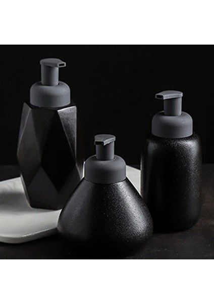 Koni Pembesi Tarzı Mat Siyah Sıvı Sabunluk Seramik El Temizleyici Şampuan Şişesi Taşınabilir Duş Jeli Köpük Dağıtıcı Banyo Aksesuarları (Yurt Dışından) modelleri