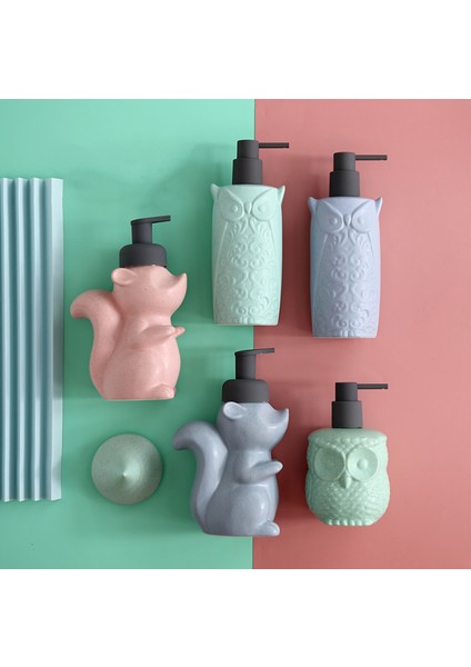 1 Adet-Pembe Tarzı Baykuş Sincap Emülsiyon Şişesi, Şampuan Dispenseri, Banyo Aksesuarları, Seramik Sabunluk, Şampuan Şişesi, Banyo Malzemeleri (Yurt Dışından) fırsatları