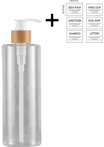 S2 Stili 300 ml Büyük Kapasiteli Sabunluk Doldurulabilir Sabun Sıvı Kabı Sabun Bambu Pompa Şampuan ve Duş Jeli Şişesi (Yurt Dışından)