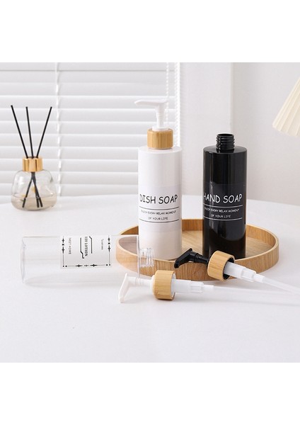 S2 Stili 300 ml Büyük Kapasiteli Sabunluk Doldurulabilir Sabun Sıvı Kabı Sabun Bambu Pompa Şampuan ve Duş Jeli Şişesi (Yurt Dışından) fiyatları