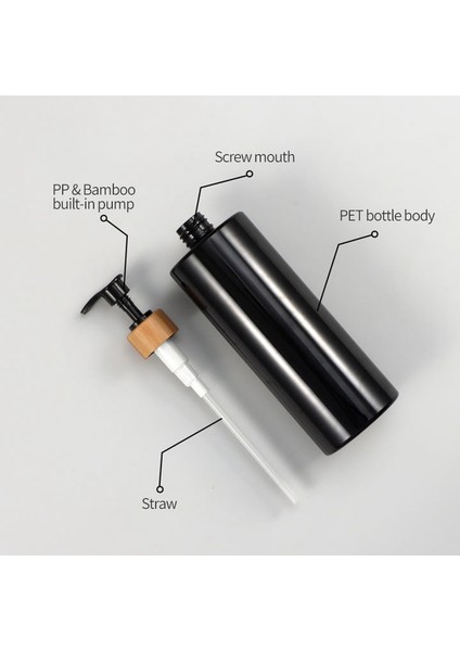 S2 Stili 300 ml Büyük Kapasiteli Sabunluk Doldurulabilir Sabun Sıvı Kabı Sabun Bambu Pompa Şampuan ve Duş Jeli Şişesi (Yurt Dışından) indirimleri