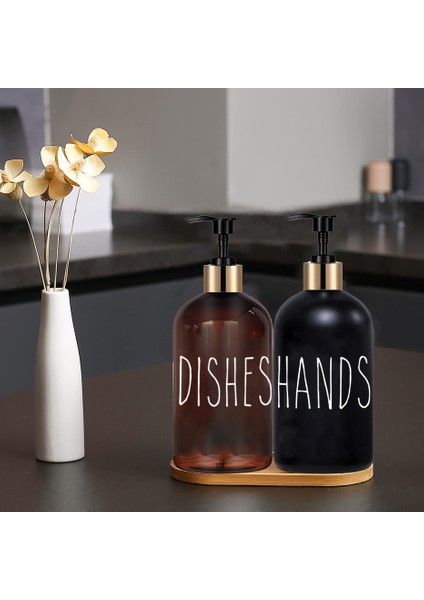 Siyah Stil Mutfak Sabunluk 500 ml Doldurulabilir Bulaşık ve El Sabunu Şişesi Sıvı Dağıtıcı Konteyner Sünger Tutucu Su Geçirmez Yazı Tipi (Yurt Dışından) modelleri