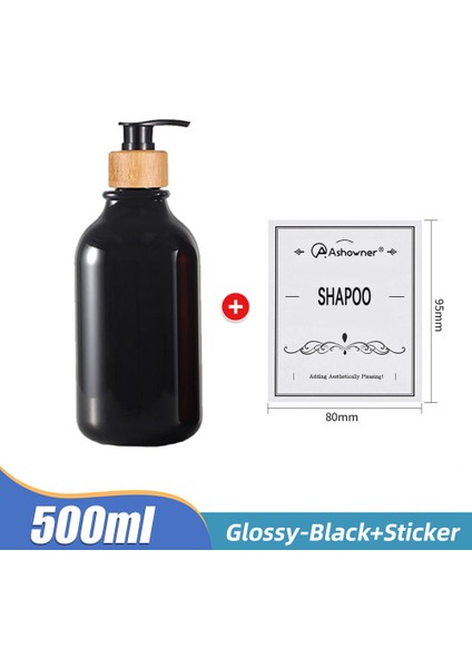 PARLAK-SIYAH-500ML Tarzı ml Sabunluk Şişe Mat Siyah Mutfak Doldurulabilir Sıvı Sabunluk El Sabunu Losyon Kabı Banyo Için (Yurt Dışından)