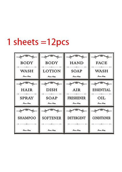 No.1 Stili Banyo Şişe Etiket Etiket Ev Şampuanı El Temizleyici Etiket Su Geçirmez Mutfak Sabunluk Etiketi (Yurt Dışından)