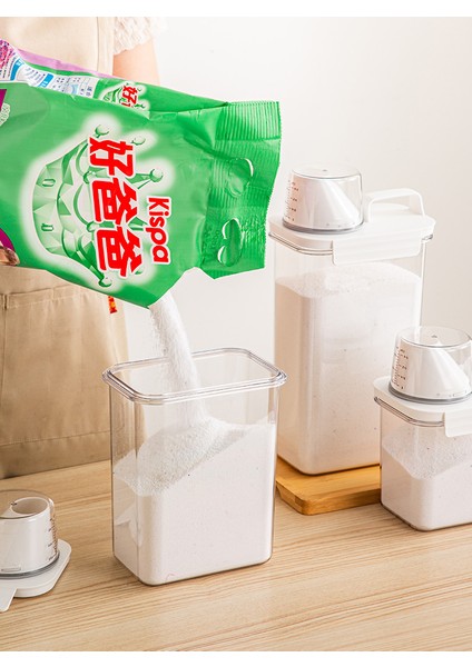 1,8l Tarzı Taşınabilir Sabunluklar Çamaşır Tozu Saklama Kutusu Ev Plastik Kova Boyutu Kapaklı Özel Konteyner Mühürlü Kaşık Depolama (Yurt Dışından) fırsatları