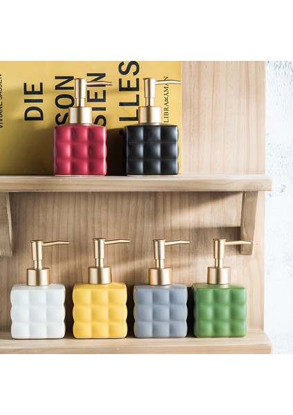 Gri Tarzı 220ML Iskandinav Seramik Sıvı Sabun Şişesi Elle Basın Küp Şekli El Sabunu Dağıtıcı Banyo Losyonu Şampuan Pompalı Şişe Tuvalet Malzemeleri (Yurt Dışından) fırsatları