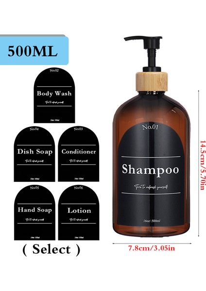 Kahverengi Tarzı Losyon Banyo Sabunluk Etiketli Büyük Kapasiteli Şampuan Kremi El Sabunu Şişesi Doldurulabilir Eczacı Boş Şişe (Yurt Dışından)