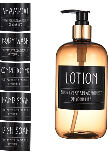 Açık Kahverengi Tarzı Losyon 500 ml Sıvı Sabunluk Banyo Vücut Sabunu Şampuan Kremi Duş Jeli Losyon Doldurulabilir Pompa Şişeleri Etiketli (Yurt Dışından)