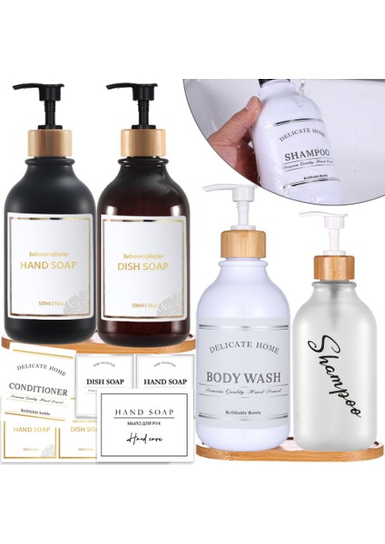 Tepsi Tarzı 500 ml ml Sabun ve Şampuan Şişeleri Banyo Dispenserleri Doldurulabilir Duş Jeli Kremi Losyon Kabı Seyahat Depolama Şişesi (Yurt Dışından) fiyatları