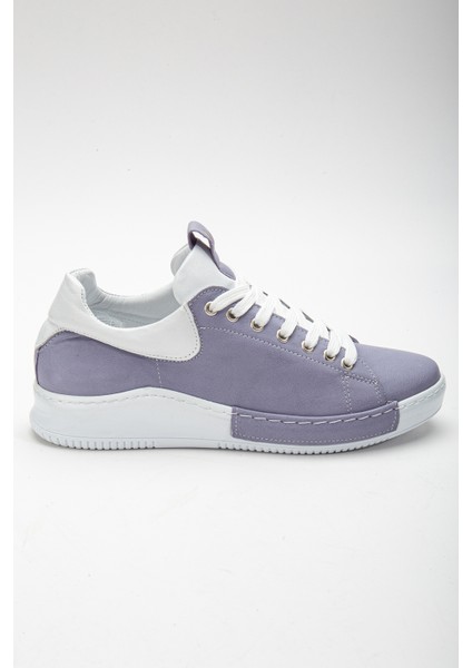 Analin Shoes Kadın Deri Bağcıklı Spor Ayakkabı 2644 Babet  Lavender Grey/beyaz 38