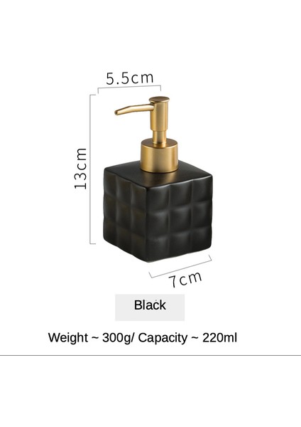 Siyah Stil 220ML Iskandinav Seramik Sıvı Sabun Şişesi Elle Basın Küp Şekli El Sabunu Dağıtıcı Banyo Losyonu Şampuan Pompalı Şişe Tuvalet Malzemeleri (Yurt Dışından)