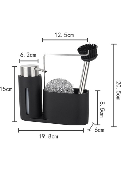 Tip1 Stili Temizleme Kiti Premium Mutfak Temizleme Seti Sabunluk Deterjan Çelik Topu Fırça Depolama Organizatör Tutucu Caddy (Yurt Dışından)