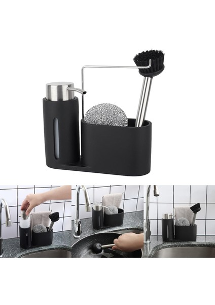 Tip1 Stili Temizleme Kiti Premium Mutfak Temizleme Seti Sabunluk Deterjan Çelik Topu Fırça Depolama Organizatör Tutucu Caddy (Yurt Dışından)
